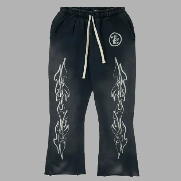 Flame Flare Black Hellstar Sweatpants