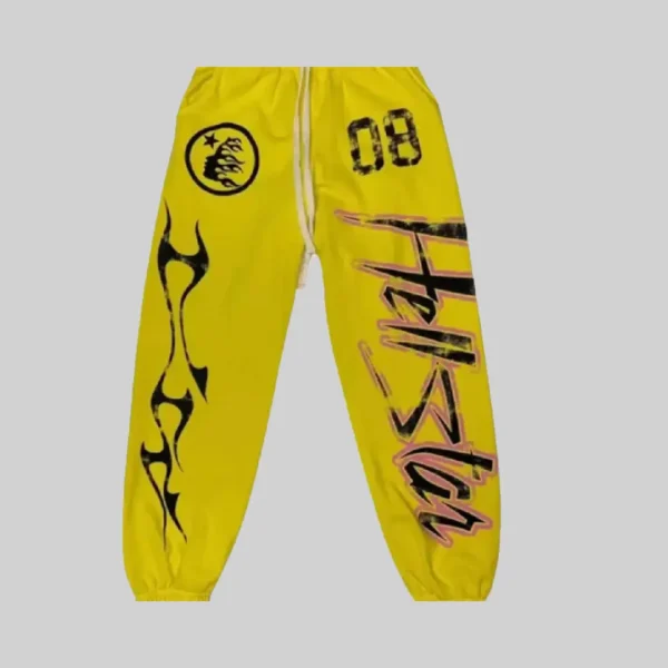 Yellow Hellstar Flame Flare Sweatpants