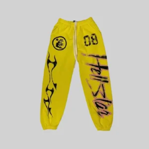 Yellow Hellstar Flame Flare Sweatpants