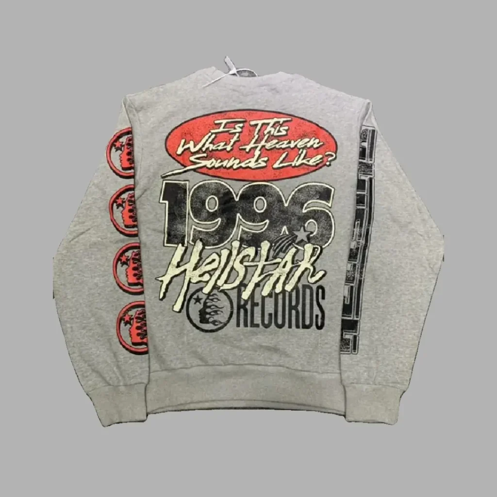 "Discover urban sophistication with the Grey Hellstar Studios Records Sweater. Enjoy 30% off and free shipping. Elevate your style with Hellstar Hoodies." Grey Hellstar Studios Records Sweater