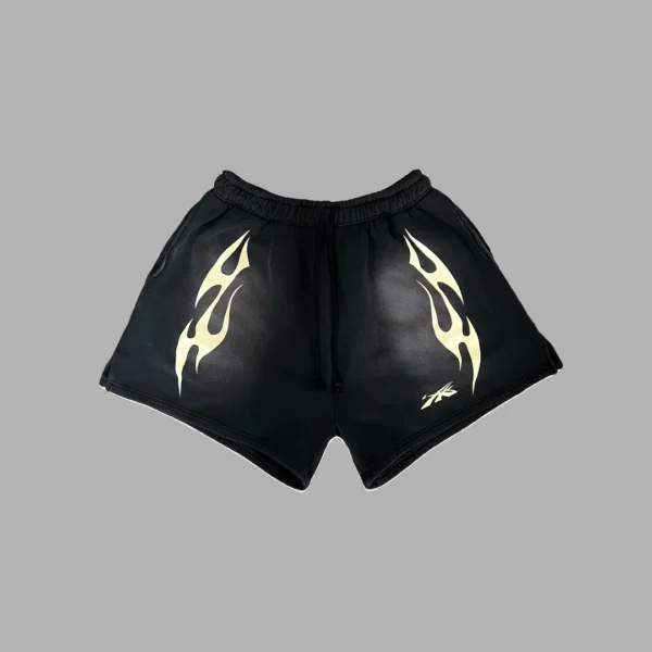 Hellstar Sports Flame Fleece Black Shorts