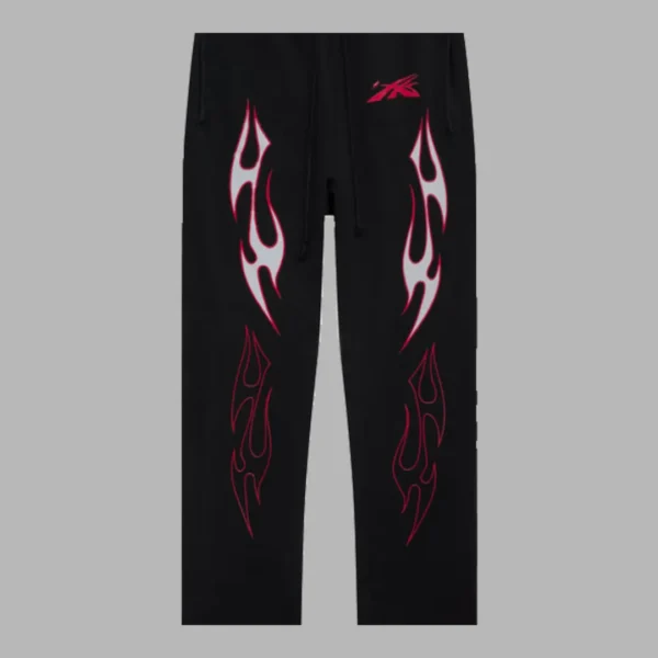 Black Hellstar Sports Future Flame tracksuit sweatpant- Hellstar Hoodies