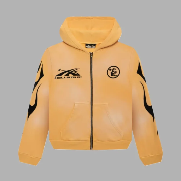 Yellow Hellstar Sports Zip-Up Hoodie -Hellstar Hoodies