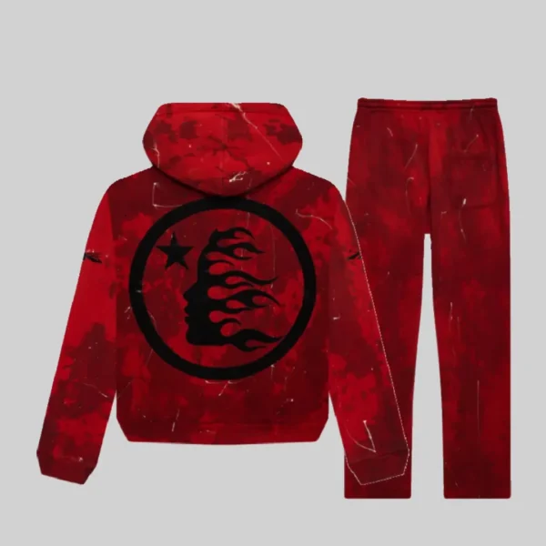 Red Hellstar Sports Tye-Dye Skull Tracksuit - Hellstar Hoodies