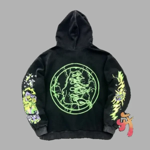 Black Hellstar Retro Zip-Up Hoodie - Hellstar Hoodies