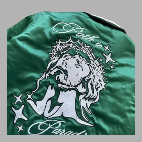 Green Hellstar Path to Paradise Bomber Jacket 4 - Hellstar Hoodies
