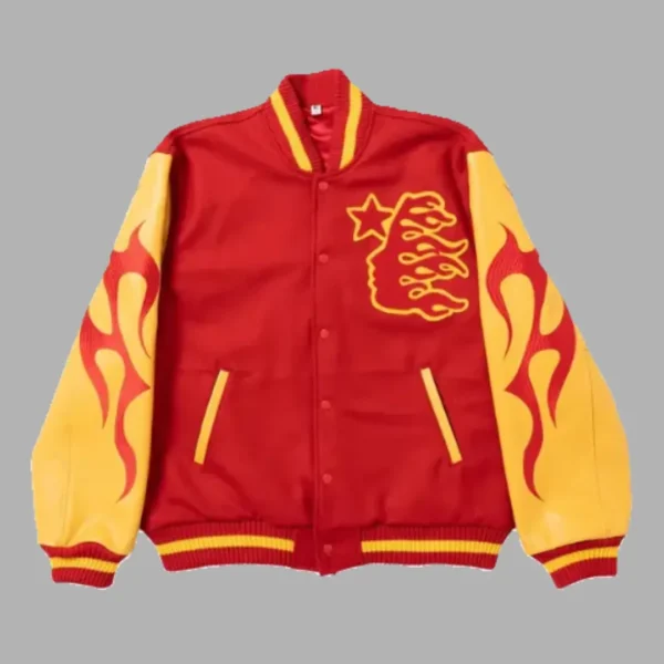 Red/Yellow Hellstar Records Werewolf Letterman Jacket - Hellstar Hoodies