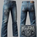 Blue Hellstar Studios Denim Printed Jeans