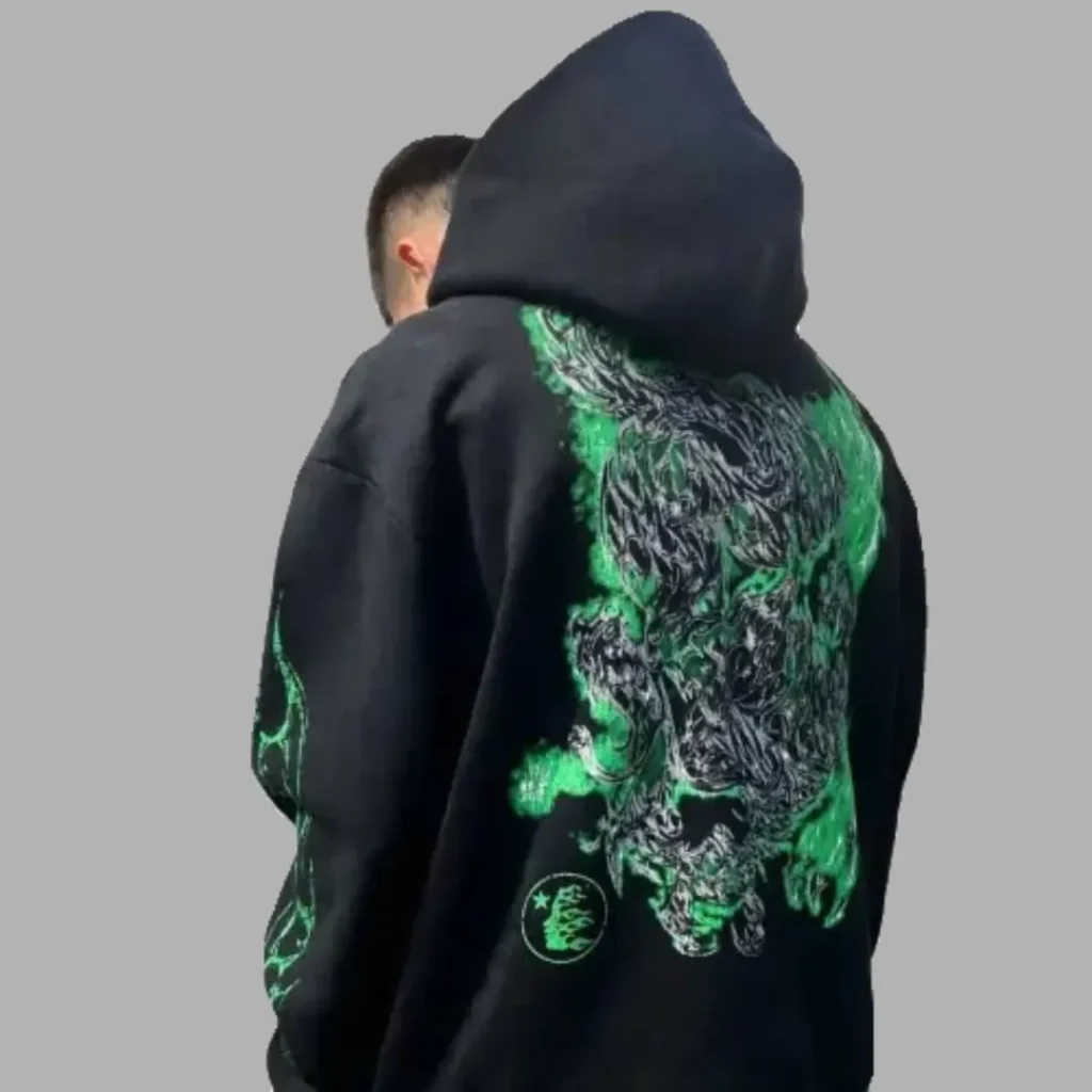 Black & Green Hellstar Dragon Graphic Hoodie