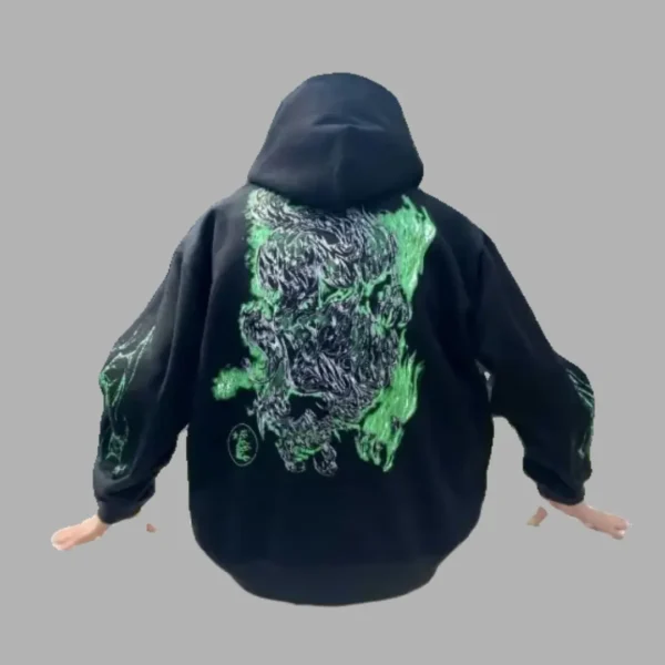 Black & Green Hellstar Dragon Graphic Hoodie