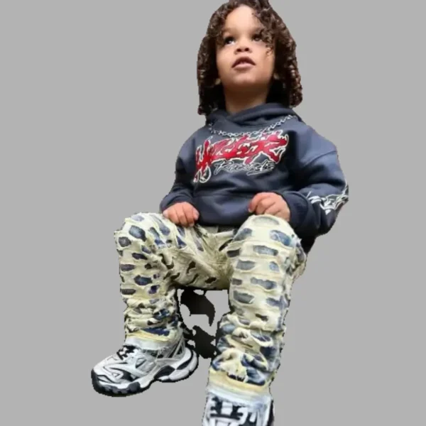 Grey Hellstar Tour Kids Long Sleeves Hoodie