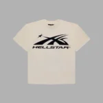 White and Black Hellstar Sports Core Gel Logo T-Shirt